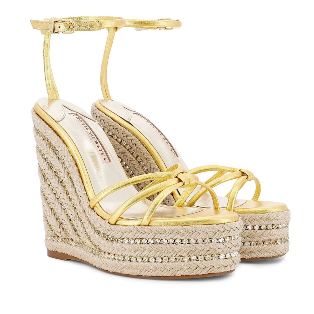 Sophia Webster Gold Wedge Sandals with Braided Straps